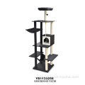 Menara kucing kayu besar modern dengan tiang goresan